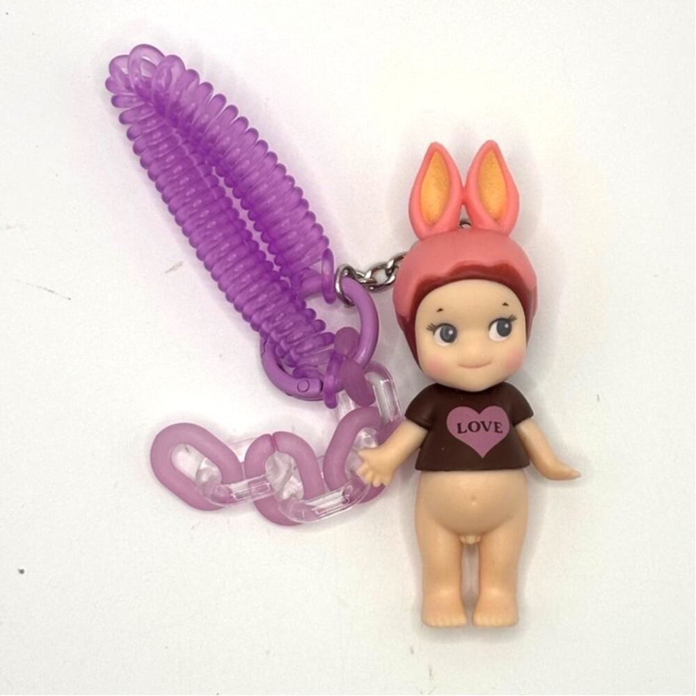 New Unbranded Kewpie/Angel Collectible Mini Figure, Chocolate Rabbit Keychain